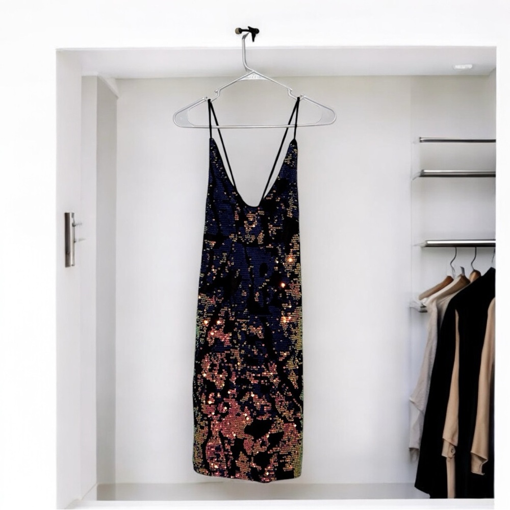 Blue / Black / Multicolored Sequin Cocktail Dress - Size M NWT